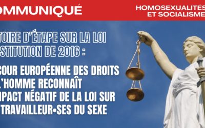 Victoire d’étape sur la Loi prostitution de 2016 : la Cour européenne des droits de l’Homme reconnaît l’impact négatif de la loi sur les travailleuses du sexe